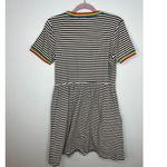 Hot Topic  Fit Flare Dress Size Medium Black White Striped Rainbow Pride Short Photo 2