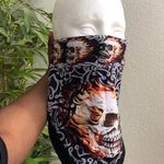 Unisex Y2K Skulls Flames Barb Wire Bandana Face Mask Cover Scarf Headwrap Durag Shield Biker Motorcycle Velcro Shield For Men Women #gothic #grunge #streetwear Black Photo 0