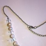 Silver Tone Genuine Pearls & Clear AB Beaded Boho Heart Pendant Necklace Photo 2