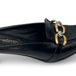 Brighton New  7 Kitten Heel Loafer Chain Detail Mule Slip On Pointed Square Toe Photo 2