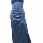 B. Smart  Maxi Dress Juniors 13 Blue Glitter Prom Sparkling Party Slit Wedding Photo 0