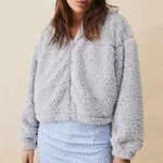 BDG Urban Outfitters Teddy Hoodie Cropped Blue Women's Size Small Cozy Fuzzy Photo 0