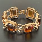 Vintage SARAH COVENTRY Wild Honey Amber Glass 7” Link Bracelet 44g. Gold Photo 1