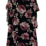 Lulus  Dress Black & Rose Floral Dress Mini Chiffon party wedding Sz S Photo 0