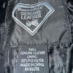 Diamond Plate Women’s Large Black Genuine Leather Biker Vest with Patches Photo 2