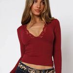 White Fox Boutique White Fox Red Long Sleeve Photo 1
