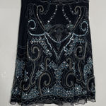 Basil & Maude Size 8 Black Blue Sequin Midi Skirt Boho Metallic Dark Fairy Photo 0