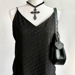 EXPRESS  Black Polka‎ Dot Top, Y2K, 2000s, Office Siren, Retro, Minimalist, Small Photo 0