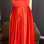Women’s Strapless Orange Satin Full Length Prom Party Formal Dress Size L *READ Size L Photo 0