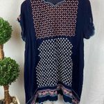 Johnny Was  Blue Moji Short Sleeve Embroidered Tunic Top S Photo 2