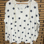 Lou & grey White And Navy Star Hooded Pullover Size Medium Photo 0