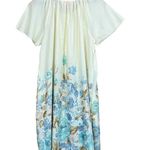 Smart Time Vintage 70s 80s Short Sleeve Ivory Blue Floral Print House Dress S/M Photo 5
