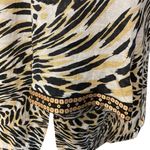 Carole Little Linen Blend Animal Print Tunic Plus Size 2X Sequin‎ Side Slit Boho Tan Photo 5