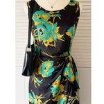 Banana Republic  Green Yellow Black Side Waist Tie Dinner Dress Photo 0
