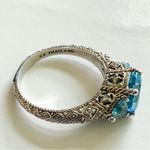 Judith Ripka Blue Topaz 3 Stones CZ Sterling Silver Ring Size 10 Photo 12