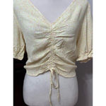 Sophie Rue Womens Blouse Off White Floral Elbow Sleeve V Neck Smocked Boho L New Photo 2