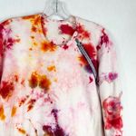 Armani Exchange Large Top Lipstick Clouds Tie Dye Handmade Jersey Knit Pink 416 Photo 3