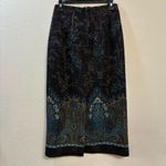 Briggs New York Briggs Suede-Like Paisley Midi Skirt Women’s Teal Brown Boho Vintage Size 6P Photo 5