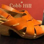 Cobb Hill by Rockport Alleah slingback wedge sandal size 9W Orange w/ cork sole Photo 4