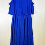 Sabrina Lauren Dress Womens Plus 2X Layered Cobalt Blue Maxi Crepe Textured Long Size XXL Photo 2