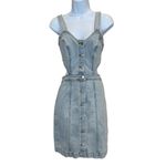 BLANK NYC Denim Mini Dress XS Jean Western Cut Out Button Up Sleeveless $128 Photo 5