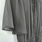 Socialite Black Sheer Smocked Waist Front Tie Mini Dress Photo 3