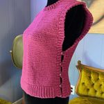 Handmade Side Button Closure Fuchsia Sleeveless Knit Sweater Size XS Photo 2