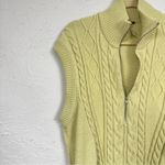 Free People  Yellow Cable Knit Quarter Zip Sweater Vest Womens M Classic Preppy Photo 1