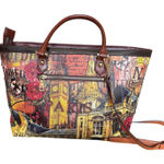 Nicole Lee USA Paris Baroque Print Studded Tote Bag Detachable Shoulder Strap Photo 0