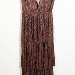 Sabina Musayev Skylar Tiered Belted Metallic Gown Gold Brown Medium Photo 0