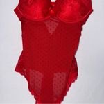Vampcore Lace Mesh Bodysuit PushUp Bra Lingerie Red Size M Photo 3