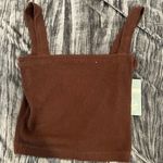 Chaser Brown Ribbed Square Neck Top Photo 0