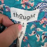Thought Chandri Crepe Blouse Midori Green Blue Floral Print Size 6 Photo 5