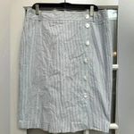 Talbots Blue White Stripe Textured Pencil Skirt Button Accents Plus Size 14 NWOT Photo 12