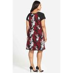 New Womens NWT Taylor Dress 2X Plus Sweater Black White Dark Red Soft Flowers Photo 2