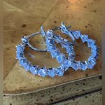 Natural White Topaz Sterling Silver Hoop Earrings Photo 2