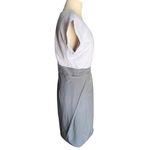 LOVE 21 Round Scoop Neck Pleated Split Sleeve Midi Beige Gray Dress Size Medium Photo 4