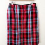 HANNA ANDERSSON | Plaid Pencil Skirt Straight Grosgrain Trim Red Blue | Size 13 Photo 3