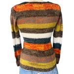 Ultra Flirt Vtg Y2K Soft Chunky Knit Striped Multicolor Patch Pockets Sweater Size XS Boho Photo 4