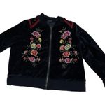 Torrid size 1 black velour jacket embroidery was cute coat lightweight track flr Photo 0
