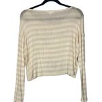 Maronie Cream Oatmeal Striped Graphic Beautiful Long Sleeve Shirt Women Sz S Photo 1
