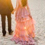 Mac Duggal Tiered Ruffle Chiffon High/Low Gown in Rose Pink Size US 2 Photo 3