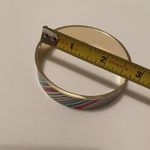 LC Lauren Conrad Signed LC - Women’s Metal Costume Bangle Bracelet Gold Tone / Blue / Aqua Enamel Photo 7