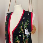 Vintage Hampshire Studio Black Zip Up Embroidered Cardinal Bird Sweater Vest, PL Size undefined Photo 3