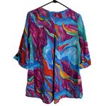 Yushi Blue Tunic Top Womens Small Abstract Multicolor Art to Wear Colorful Fun Purple Size M Photo 1