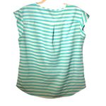 New York & Co Cap Sleeve Striped Blouse Summer Vacation Resort Office Coastal M Green Size M Photo 2