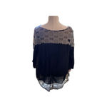 Naïf Naif Boho Black White Flowy Embroidered Lace Babydoll Three Quarter Shirt 2X Photo 2