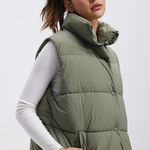 Cotton On  Button Up Mother Puffer Sage Green Vest Jacket Women’s Size L/XL Photo 0