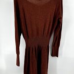 prAna  Sonatina Sweater Wrap Dress Organic Cotton Knit Knee Length A Line Brown M Photo 4