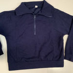 None Women's Navy Zip-Up Sweater Photo 0